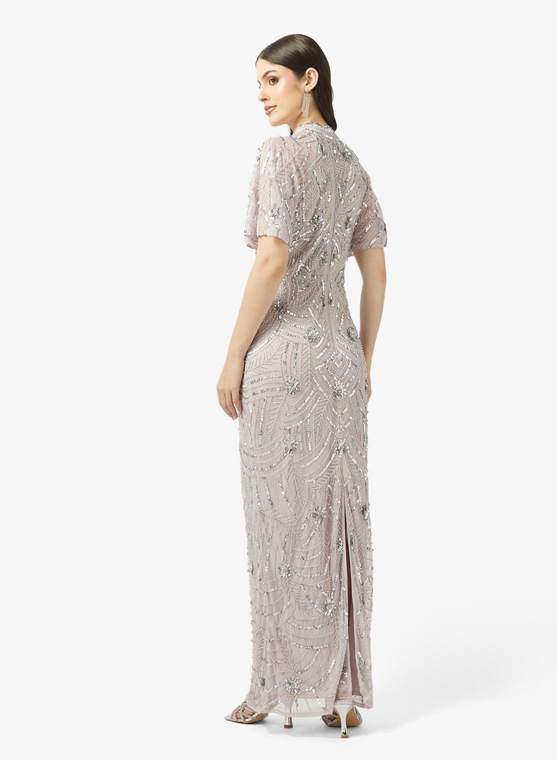 بيوت فستان ماكسي مزين بياقة دائرية - Image 2